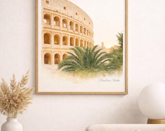 Kolosseum Rom Aquarell Druck | Italienisches Reise Poster (Digitaler Download)