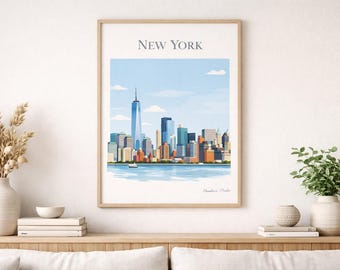 Minimalistischer New York Skyline Print – Manhattan moderne Wandkunst – zeitgenössisches Stadtbild Poster – Digitaldownload