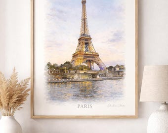Eiffelturm Aquarell Print – Paris Reiseposter (Digitaler Download)