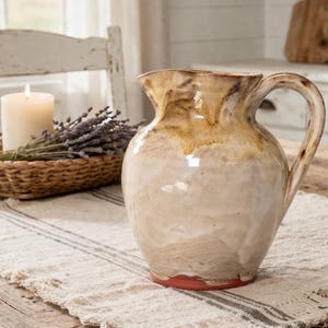 Vintage French Pottery Jug, Turgis Calvados, Handcrafted Ceramic Pitcher