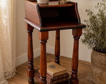 Table téléphonique vintage en bois | Support pour plante avec étagère inférieure