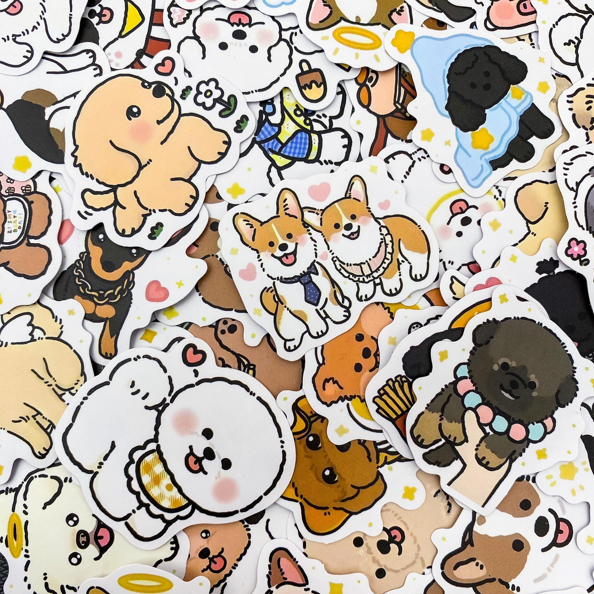 50pcs Cute Puppy Dog Stickers, Kawaii Cartoon Dog Stickers for Kids ...