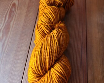Hand-Dyed Saffron Merino Wool Yarn: Worsted Weight, PNW Inspired