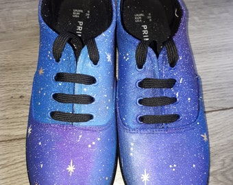 Hand Painted Galaxy Outer Space Universe Lace Up Tennis Shoes