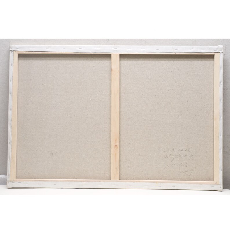 May include: The back of a canvas painting with a wooden frame. The painting is signed "Art work by J. Pawlowski" and dated "2017".