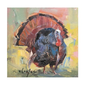 Turkey original small oil painting on canvas panel