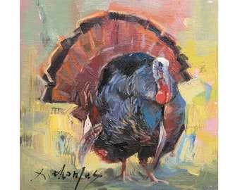 Turkey original small oil painting on canvas panel