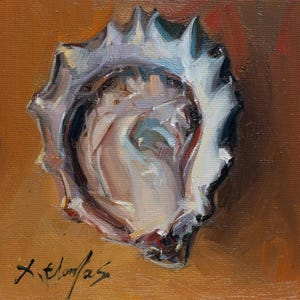 Original oyster oil painting on canvas panel