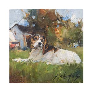 Pet Portrait SeriesOil Painting dog Original Art farm Animals on Canvas  6x6”