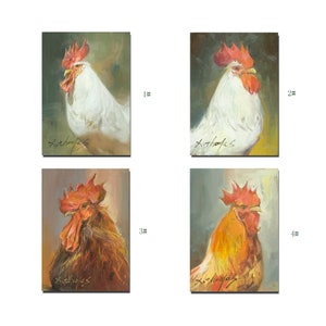 Rooster Portrait series original small oil paintings   5x7 ”