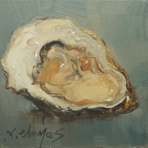 Original oyster oil painting on canvas panel