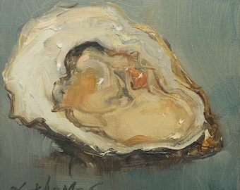 Original oyster oil painting on canvas panel