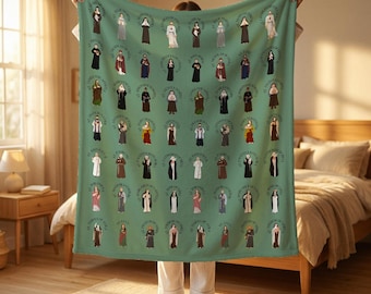Custom Catholic All Saints Blanket,Personalized Catholic Blanket,Confirmation Gift,Gifts for Dad Mom,First Communion Gift,Catholic Gift
