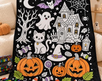 Color Your Own Blanket With 24 Fabric Markers, DIY Coloring Fleece Blanket, Kids Art Activity Gift, Animal Floral Dinosaur Style Craft Kit