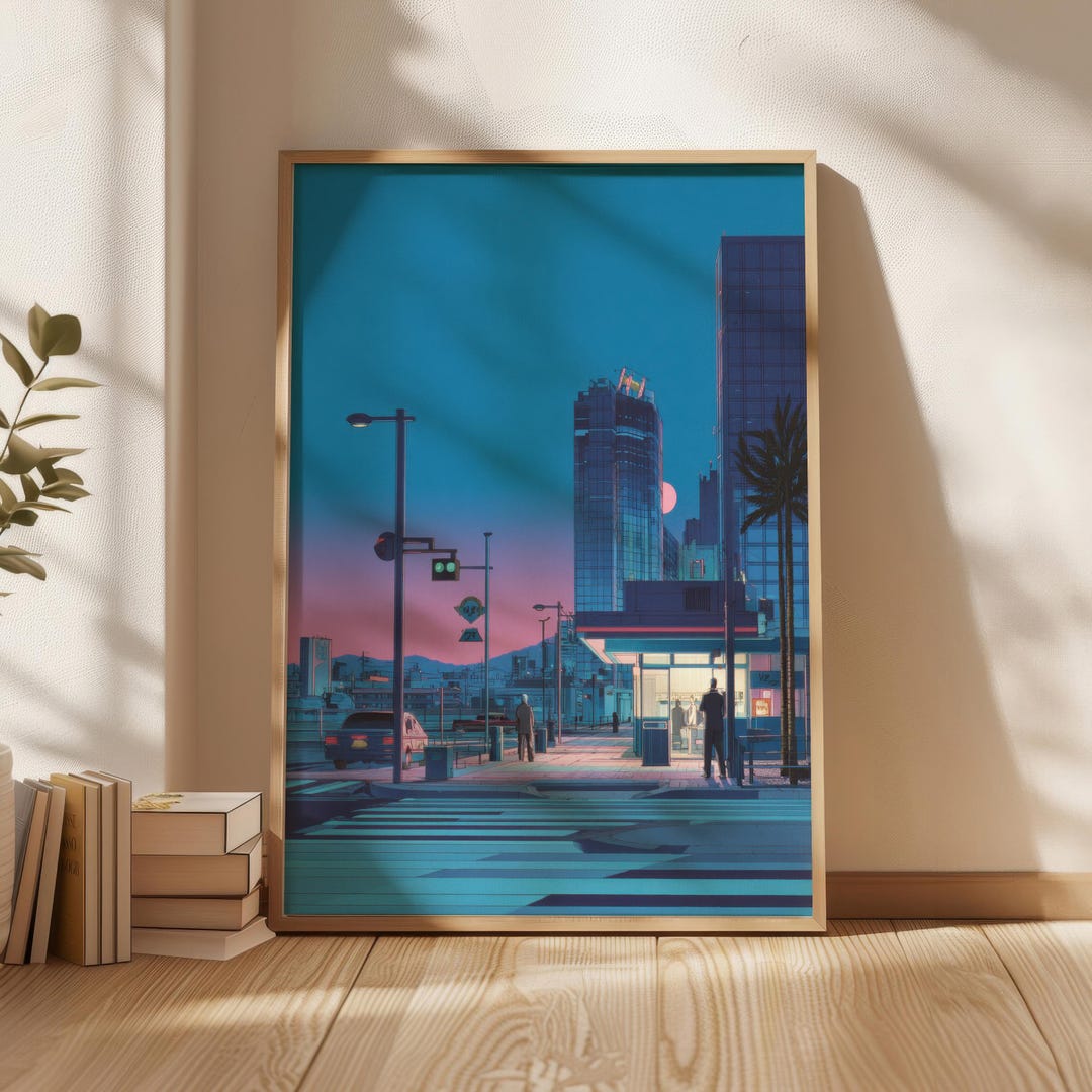 Cityscape, Retro Futuristic Wall Art Print, Synthwave Poster - Etsy