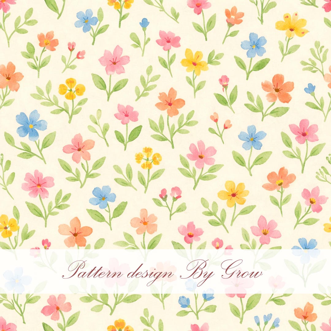 Pastel Floral Watercolor Seamless Pattern, Spring Flower Digital Paper ...