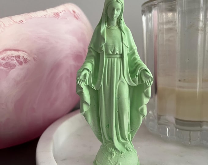 Handmade Modern Mary Figurine - Fertility Green Decor