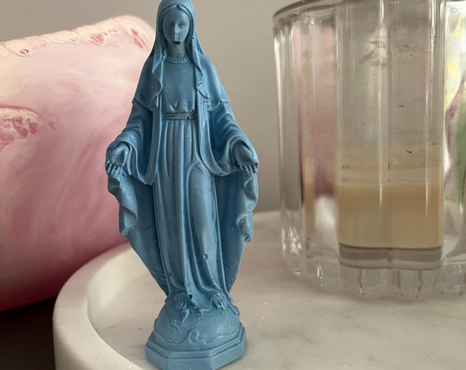 Handmade Modern Mary Figurine - Virgin Blue Decor