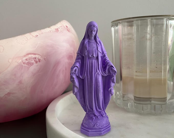 Handmade Modern Mary Figurine - Passion Purple Decor