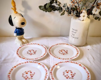 Lot De 6 Assiettes Arcopal Vintage Fleuries 23cm - État Parfait