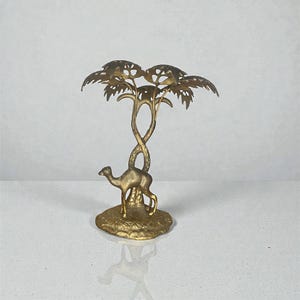 Vintage Brass Camel & Palm Tree Ornament Décoration Laiton Dromadaire Palmier Vintage   Antique Brass Animal Figurine Exotic Home Decor Gift
