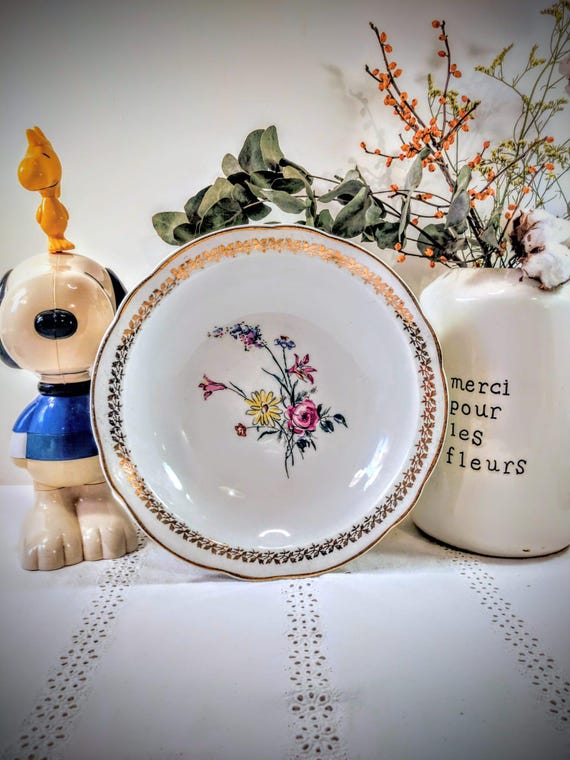 Set of 3 x Sarreguemines Calvi Vintage Faïence  Early 1900 French Floral Pottery - Salad bowl + Handled serving plate + Wall plate