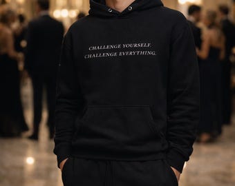 ANARCRIS Pull à capuche noir - Streetwear motivant, mélange de coton