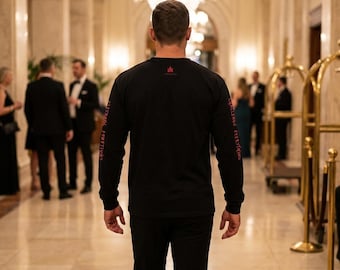 Chemise noire à manches longues ANARCRIS | Streetwear rouge imprimé