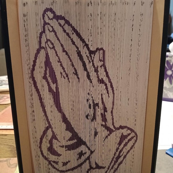 Book Folding pattern, 2 sizes, Folded book pattern, praying hands, home decor, DIY, 415 pg. 20 cm.  551 pg. 24 cm.