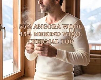 Maglia termica in lana merino d'angora, strato di base in maglia morbida