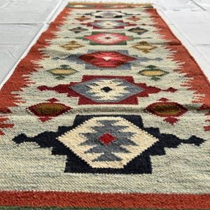 Southwestern killim dhurrie unner Rug - Tribal Geometric Kilim