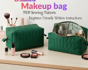Classic Makeup Bag Sewing Pattern PDF | Zipper Pouch Tutorial | Printable A4 US Letter A0 Sizes | Beginner Friendly Digital Download
