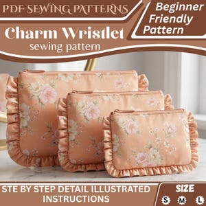 Zipper Pouch Sewing Pattern PDF | Edc Phone Ebook Reader Makeup Bag | Beginner DIY Sewing Pattern A0 A4 US Letter
