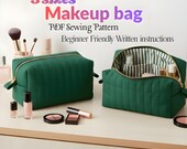 Quilted Makeup Bag Pattern PDF in 3 Sizes, Embroidered Monogram Toiletry Bag, Broderie Bag, Patron Couture, sewing pattern A4,A0,US Latter
