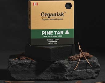Jabón en barra totalmente natural para hombres - Jabón de alquitrán de pino - Peso neto 5 oz