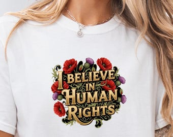 Floral Human Rights T-Shirt | Garment-Dyed Cotton Tee