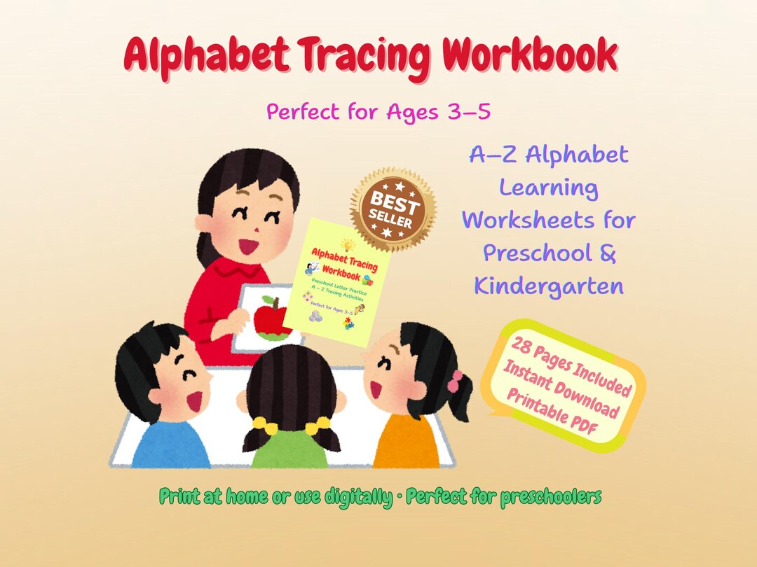 Alphabet Tracing Worksheets for Kids – 30 Page PDF Workbook – Learn ...