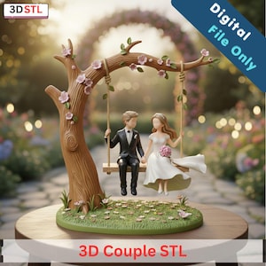 Romantische Hochzeit Schaukel Figur STL | Braut Bräutigam Baum Dekor | Jubiläumsgeschenk | (Digitaler Download)