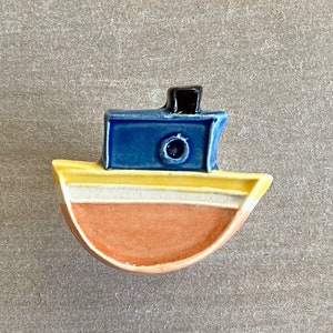 Handmade to order ceramic boat furniture knob/pull