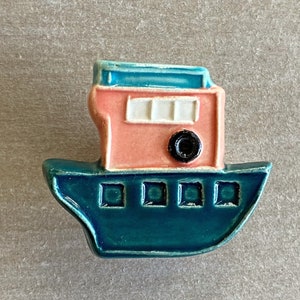 Handmade to order ceramic boat furniture knob/pull