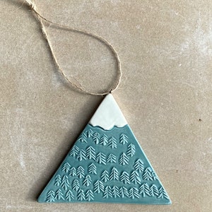 Handmade ceramic mountain ornament