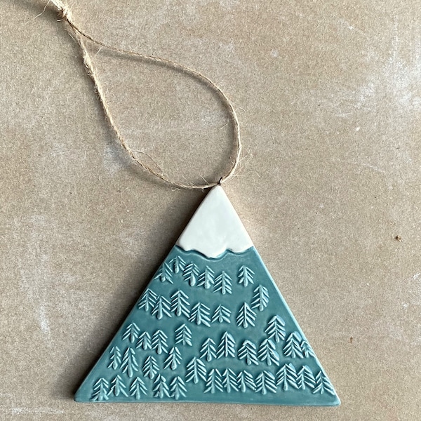 Handmade ceramic mountain ornament