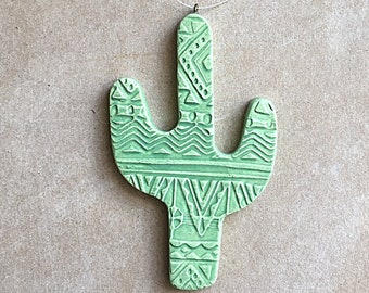 Handmade ceramic cactus ornament