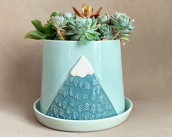 Handmade to order ceramic mountain planter