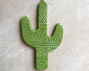 Handmade ceramic cactus ornament