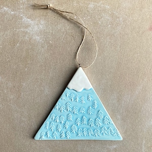 Handmade ceramic mountain ornament