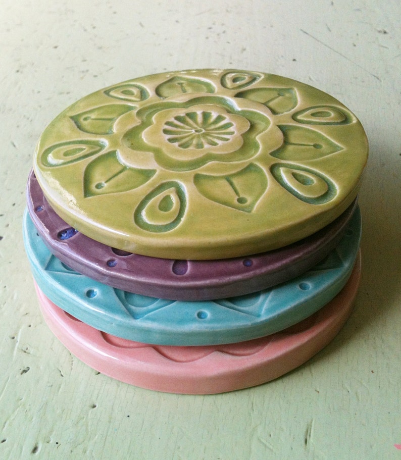 Handmade Ceramic Coaster Set Etsy