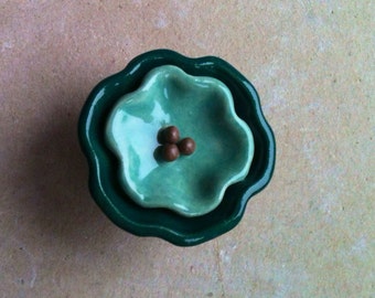 handmade ceramic floral furniture knob