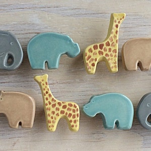 safari nursery handmade ceramic furniture knob, drawer pull imagem 3