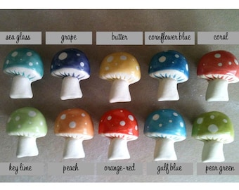 set of 10 furniture knobs- mushroom, toadstool